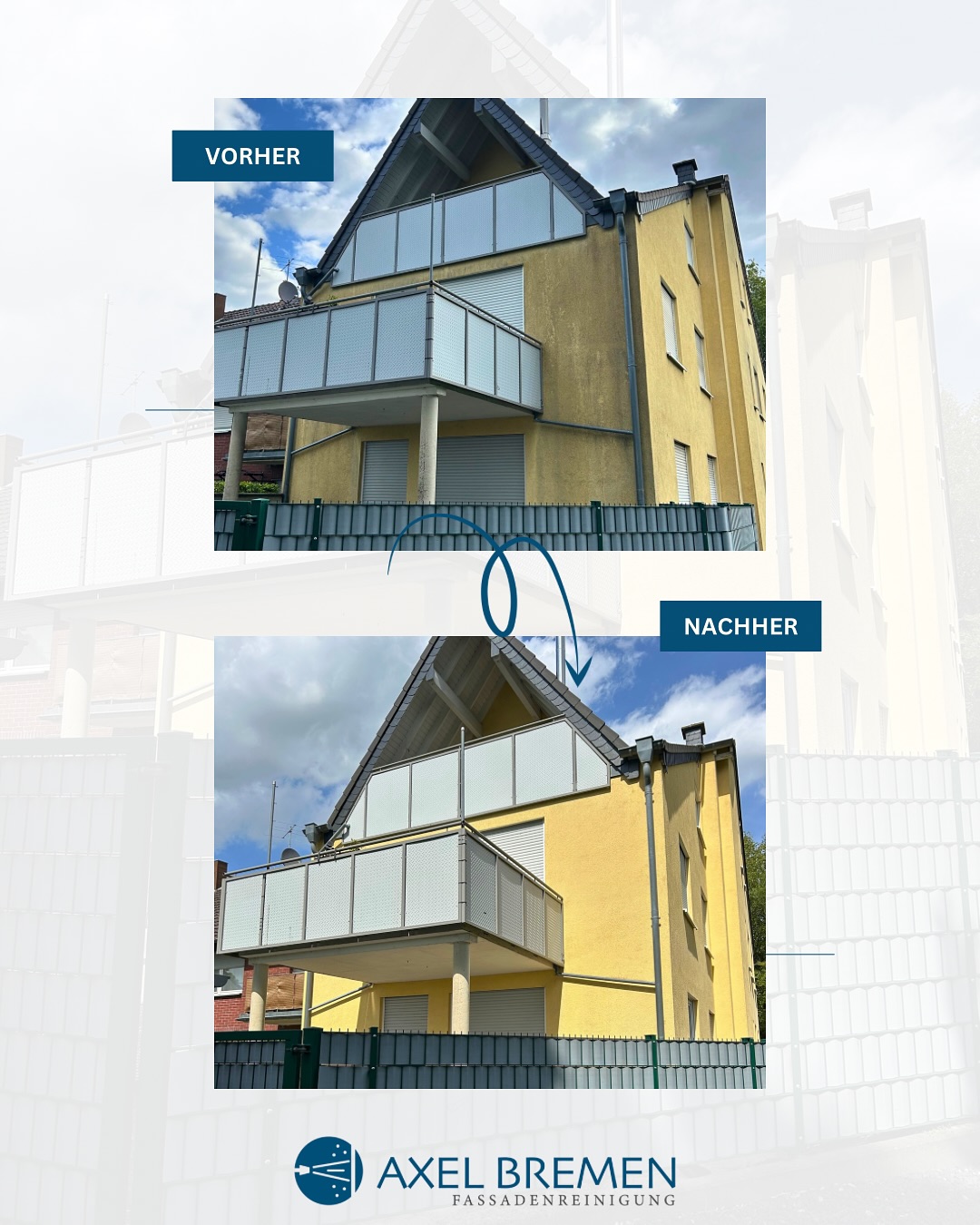 Fassade gereinigt - vorher/nachher